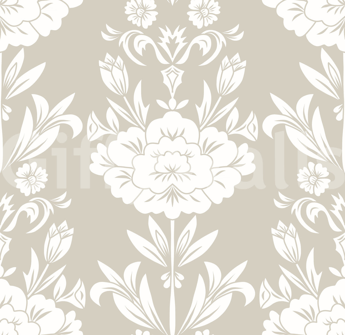 Minimalist Floral Damask Motif Wallpaper