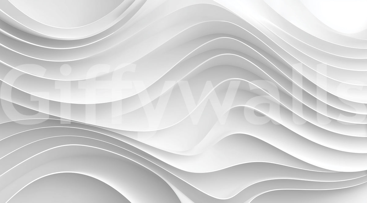 Abstract White Architectural Layers Wall Mural