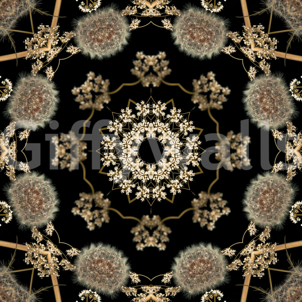 Midnight Meadow Radial Flora Wallpaper