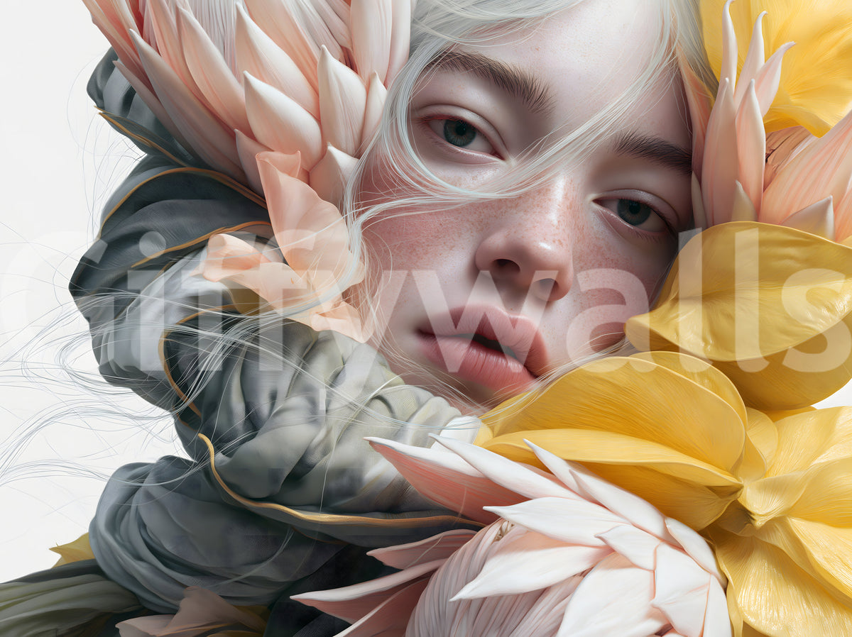Ethereal Floral Portraiture Wall Mural