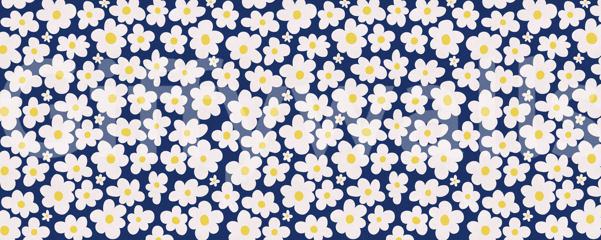 Midnight Daisy Field Pattern Wall Mural