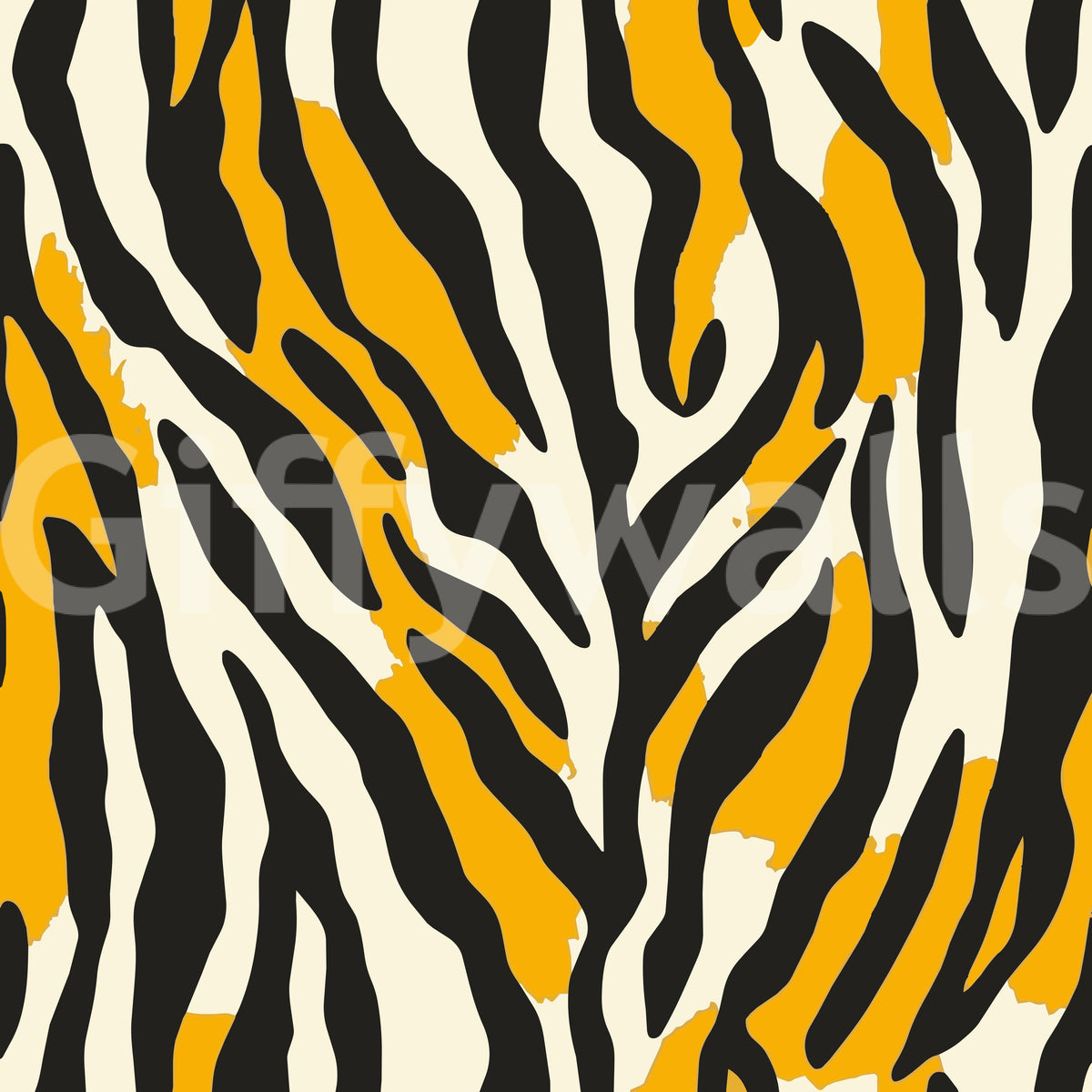 Contemporary Ochre Zebra Stripe Pattern Wallpaper
