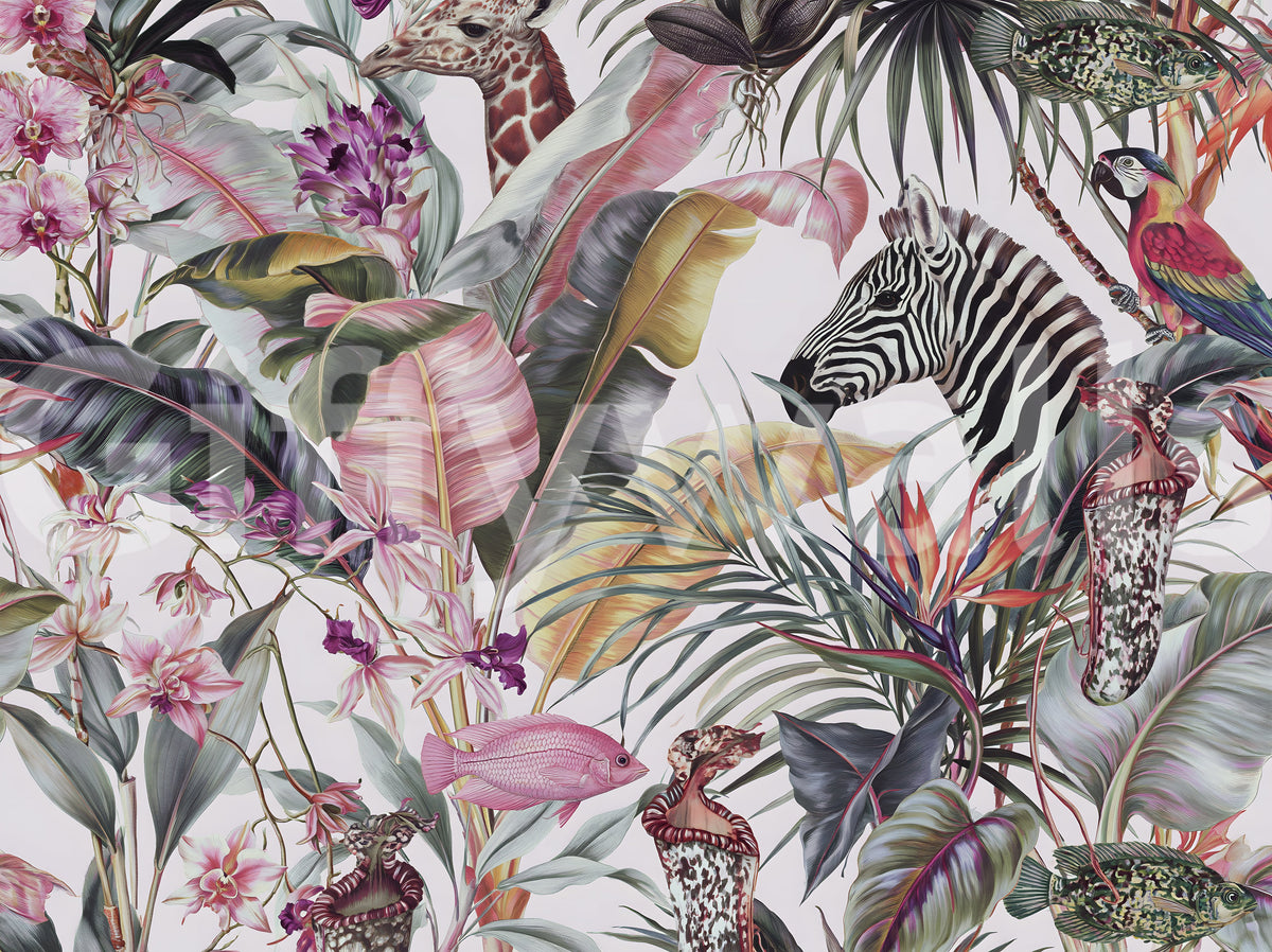Exotic Fauna and Lush Flora Mural Wall Mural