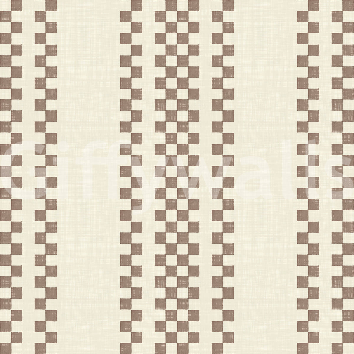 Ticking Checker Stripes - Chocolate Wallpaper