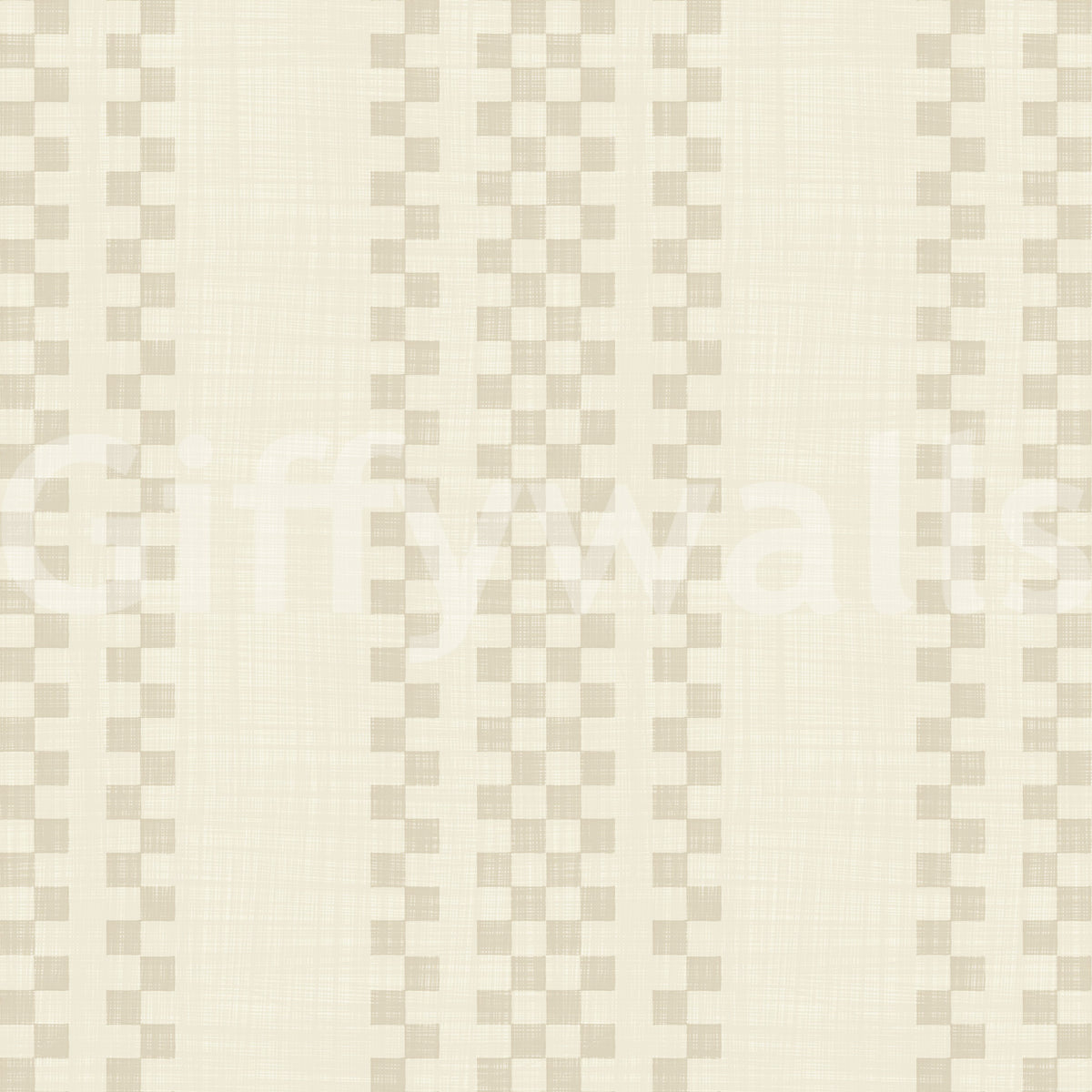 Ticking Checker Stripes - Cream Wallpaper