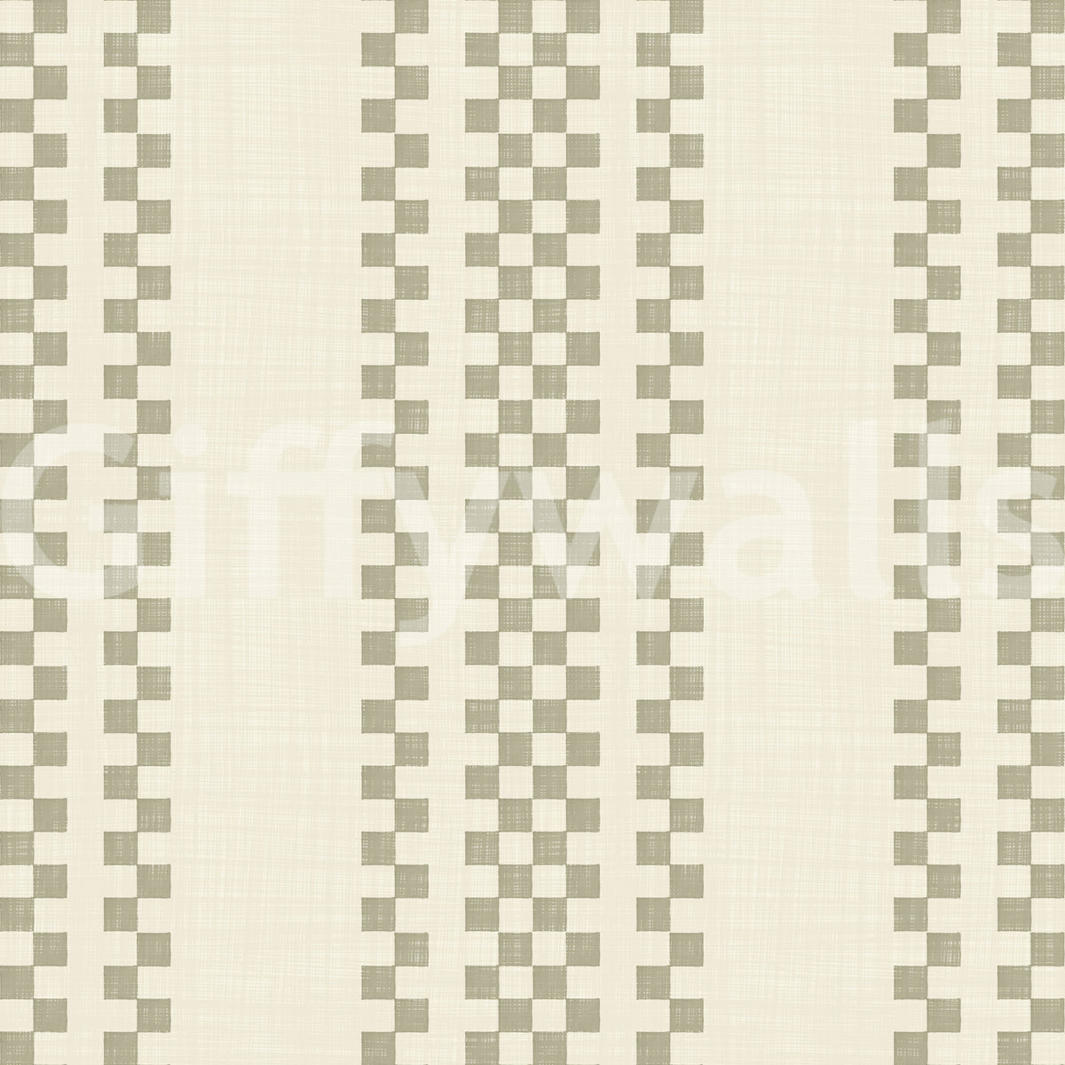 Ticking Checker Stripes - Sage Wallpaper