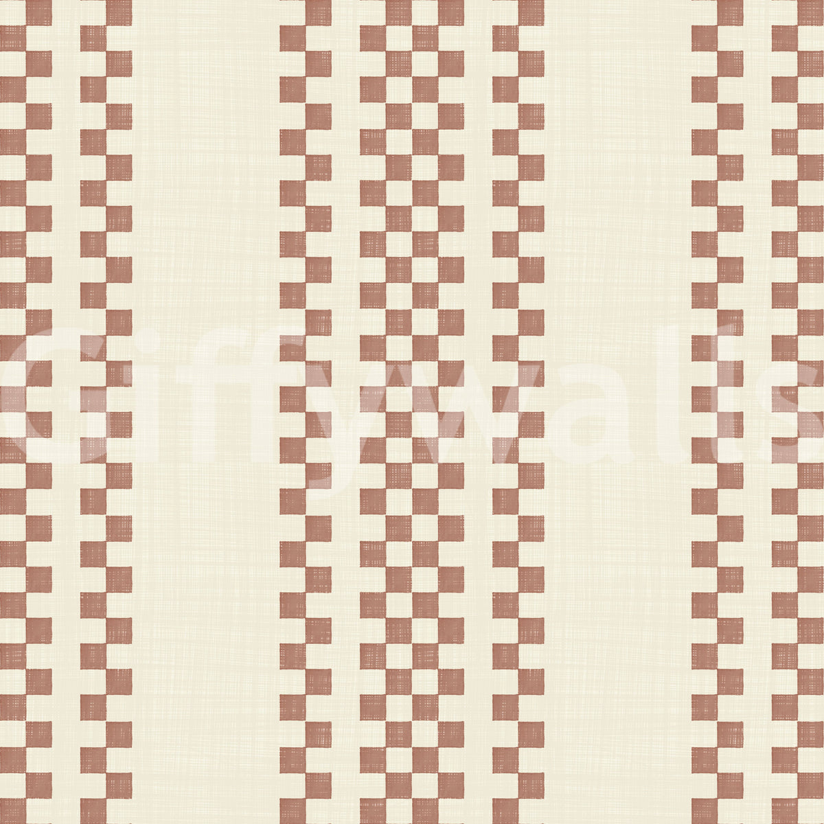 Ticking Checker Stripes - Terracotta Wallpaper