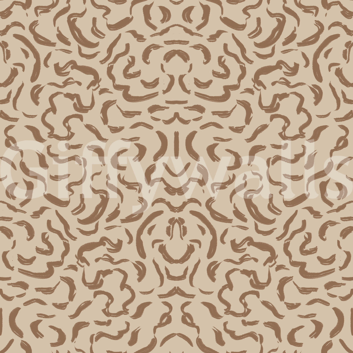 Organic Mocha Brushstroke Pattern Wallpaper