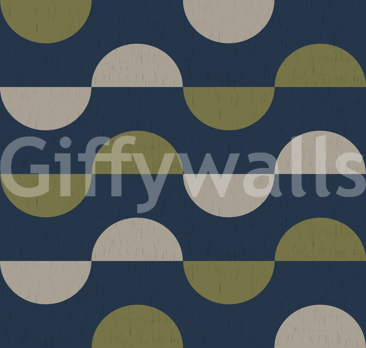 Navy and Olive Half Moon Wallpaper Retro Mid Century Modern Wallpaper