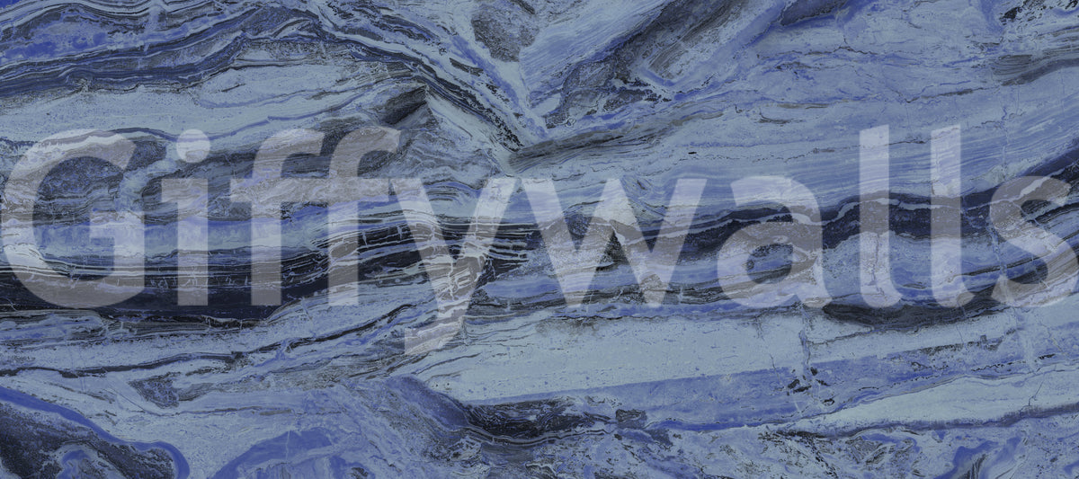 Indigo Veined Marble Slab Wall Mural