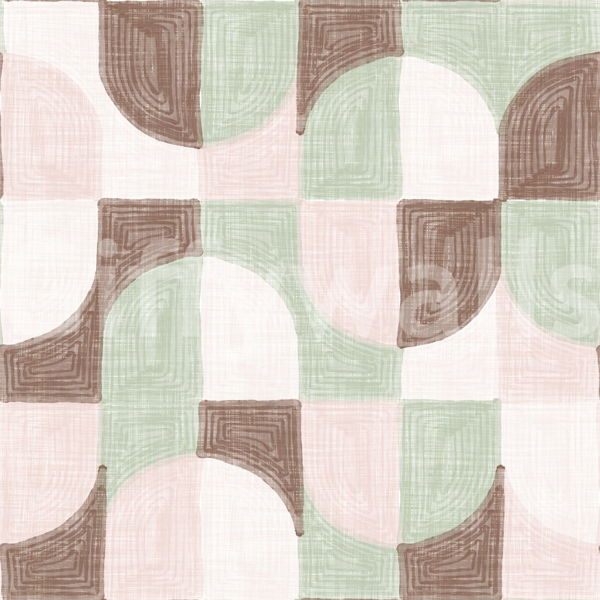 Bold Textured Hand Painted Geometries Grandmillennial Delight Soft Wallpaper