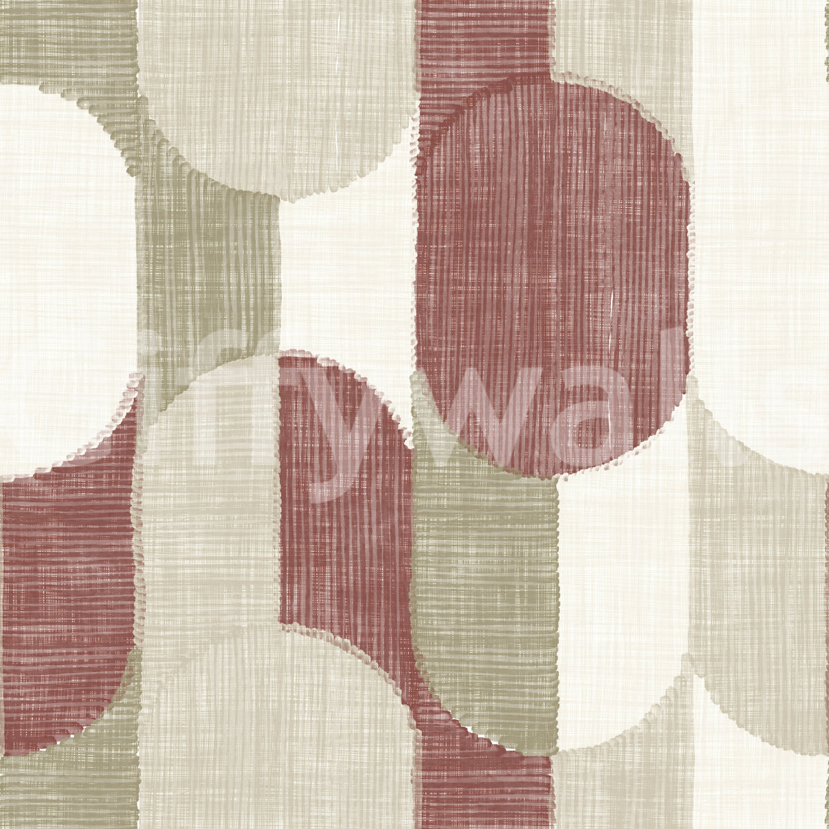 Mid Century Textured Hand Painted Geometries Rustic Farmhouse Earthy Tones Wallpaper