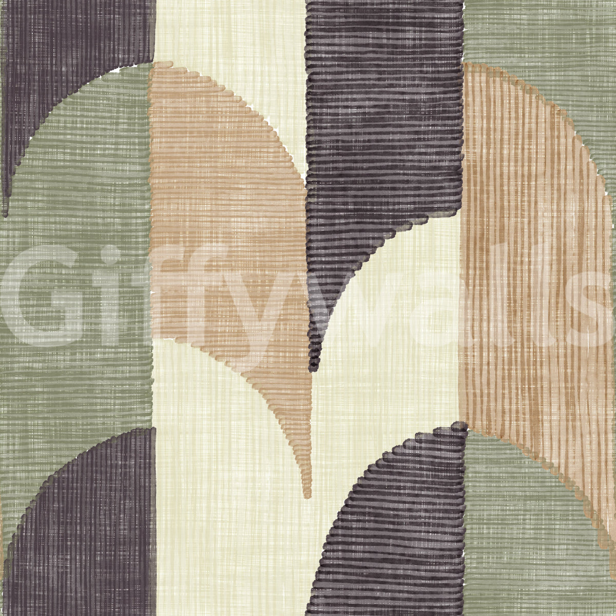 Mid Mod Textured Hand Painted Geometries Curated Harmony Tones Wallpaper