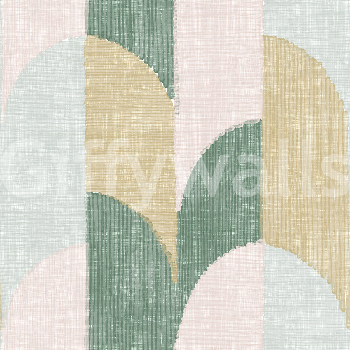 Mid Mod Textured Hand Painted Geometries Beautifully Balanced Wallpaper