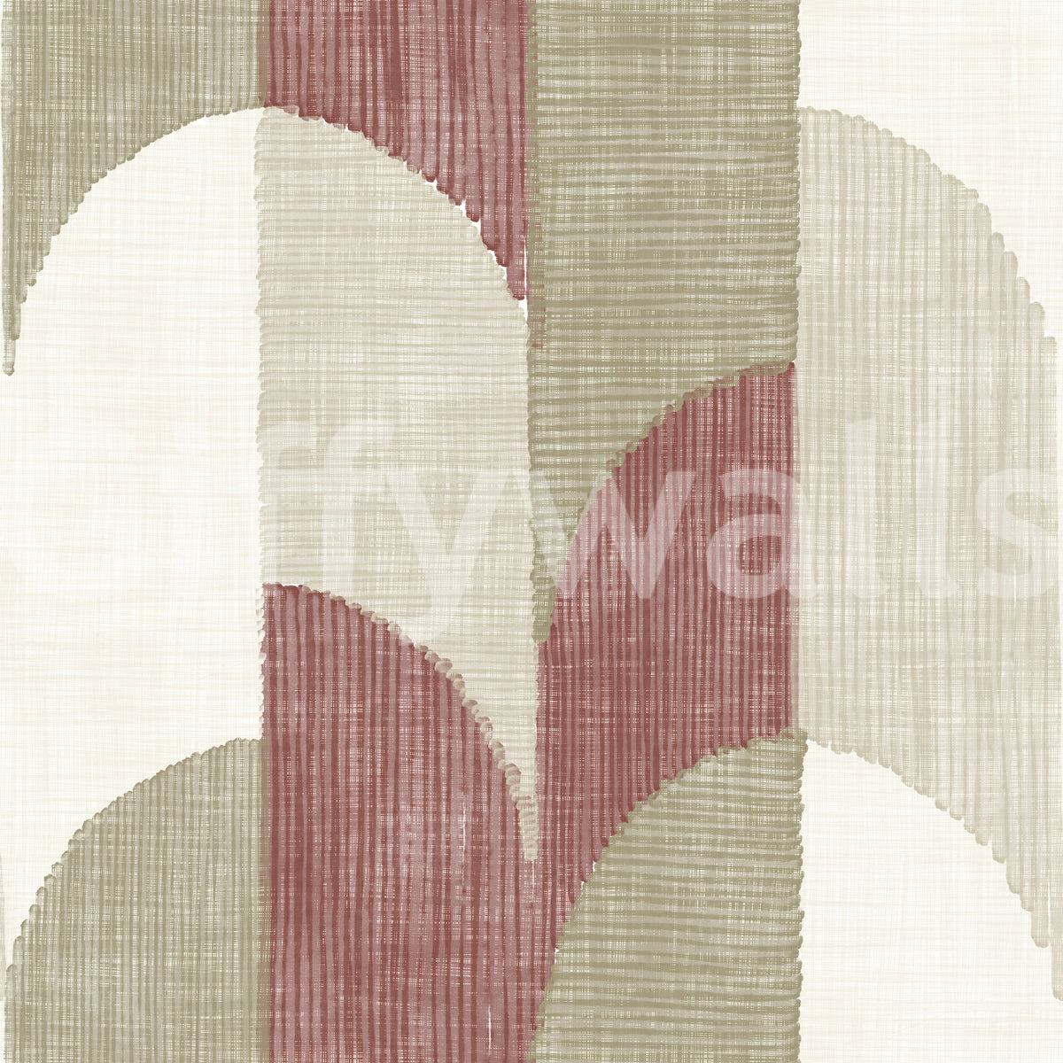 Mid Mod Textured Hand Painted Geometries Rustic Farmhouse Earthy Tones Wallpaper