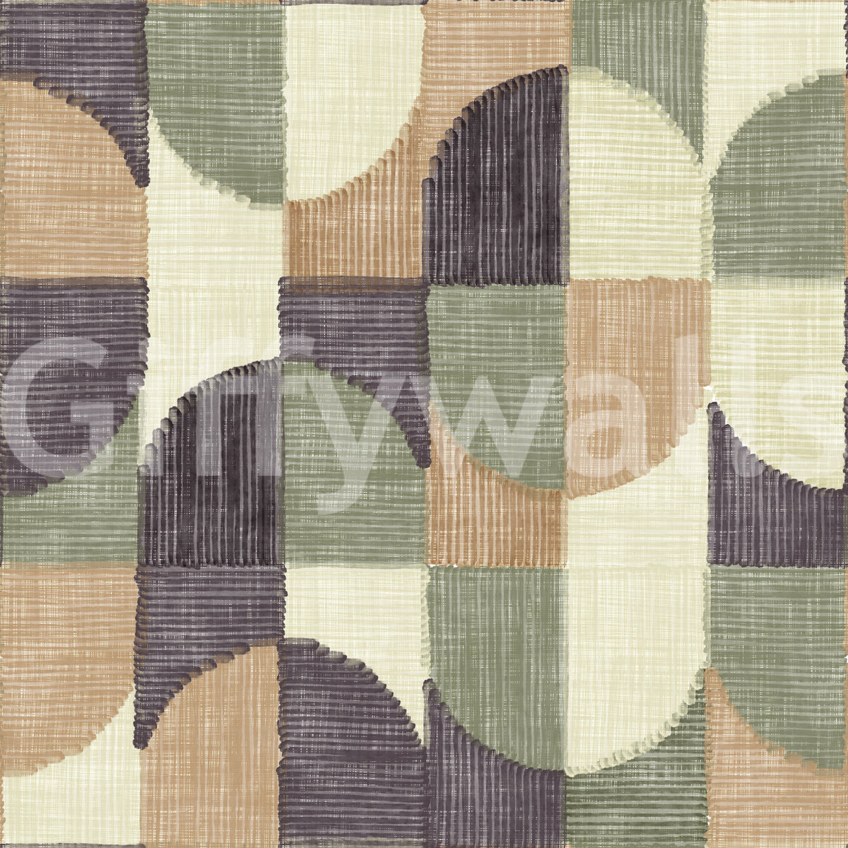 Tiled Textured Hand Painted Geometries Curated Harmony Tones Wallpaper