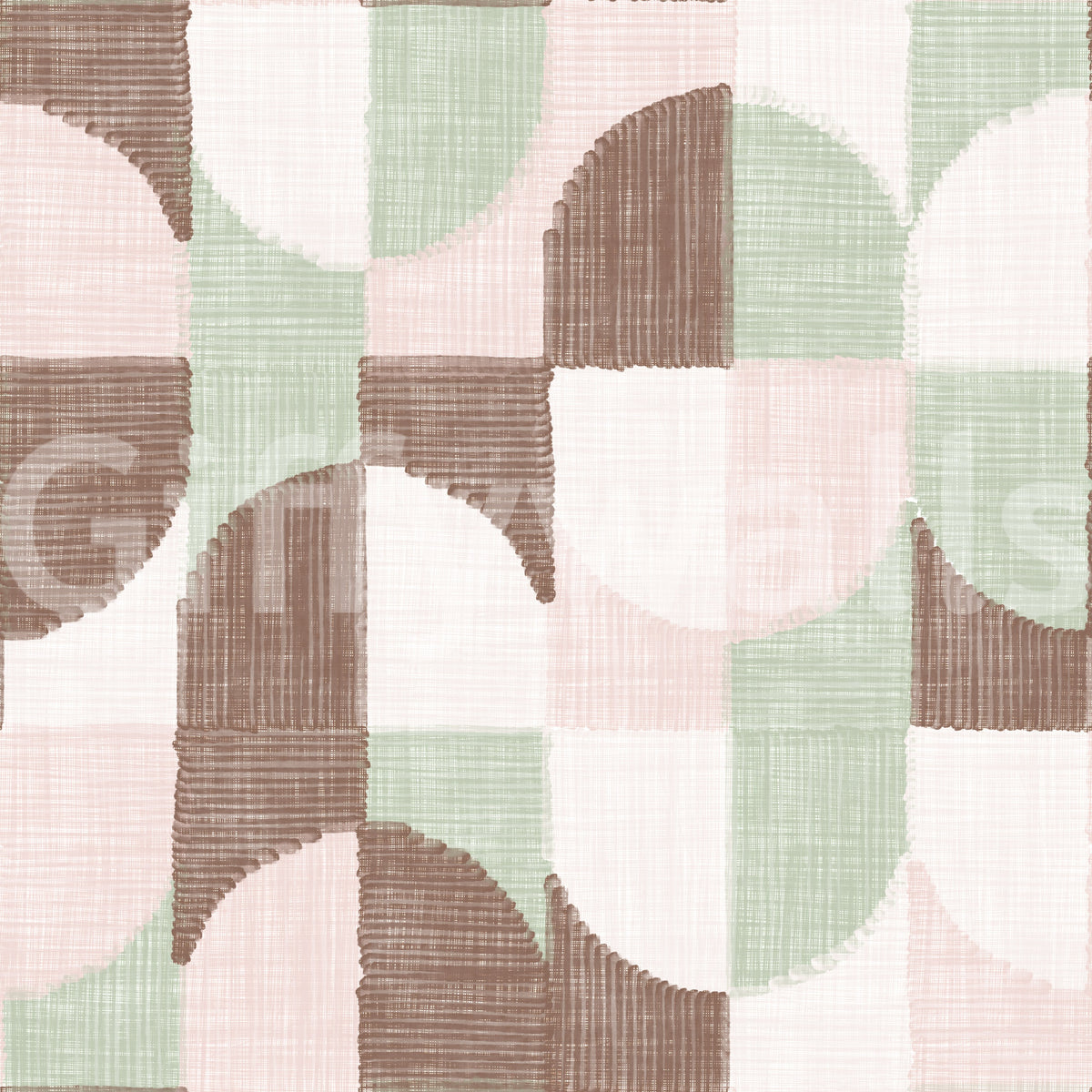 Tiled Textured Hand Painted Geometries Grandmillennial Delight Soft Wallpaper