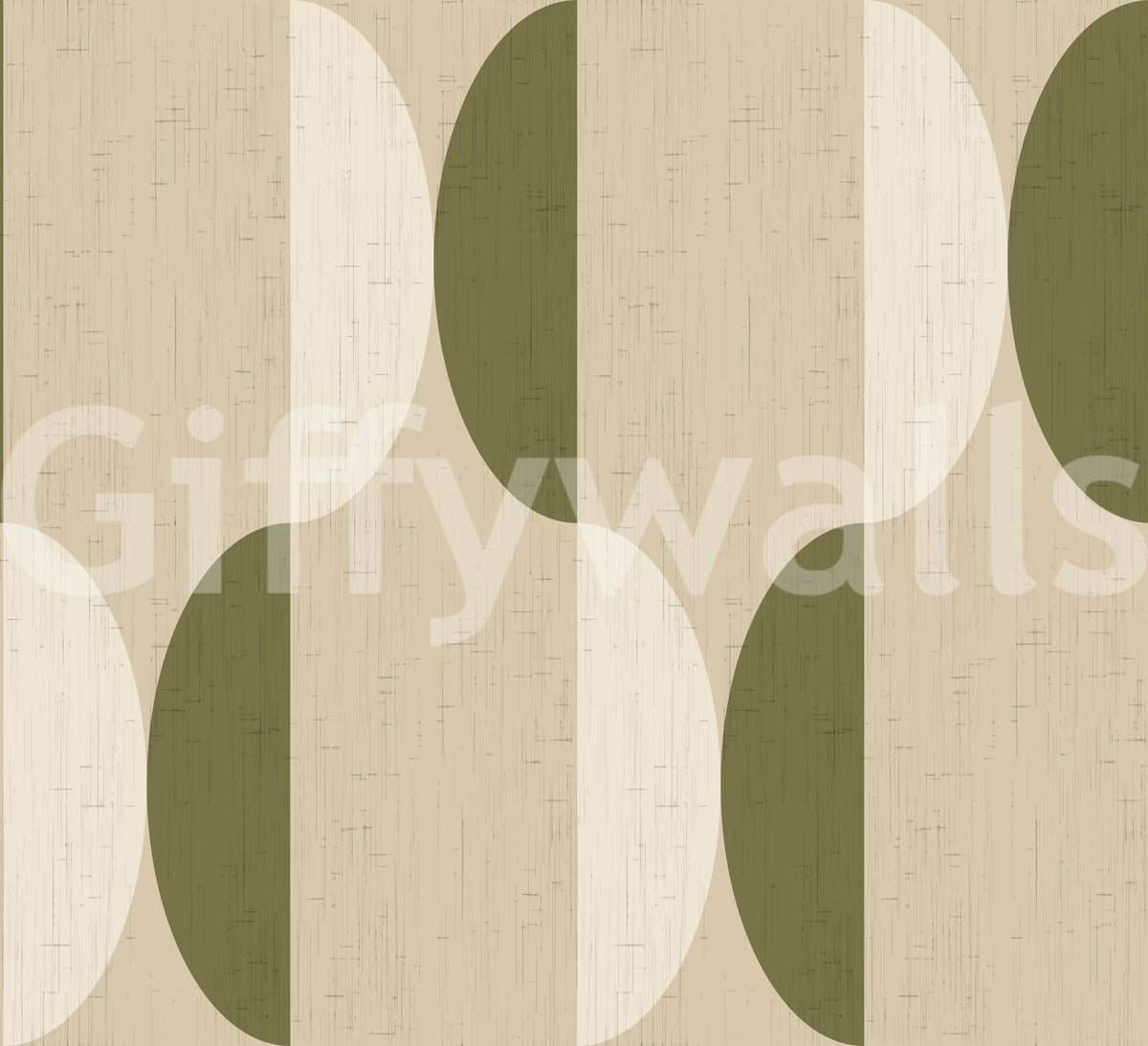 Mid Century Oval Wallpaper Cream Olive Wallpaper