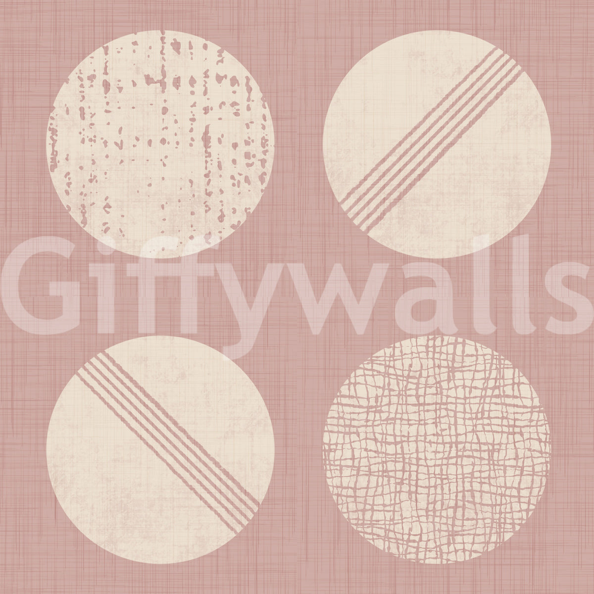 Blush Pink Cream Circles Wallpaper Mid Century Wallpaper