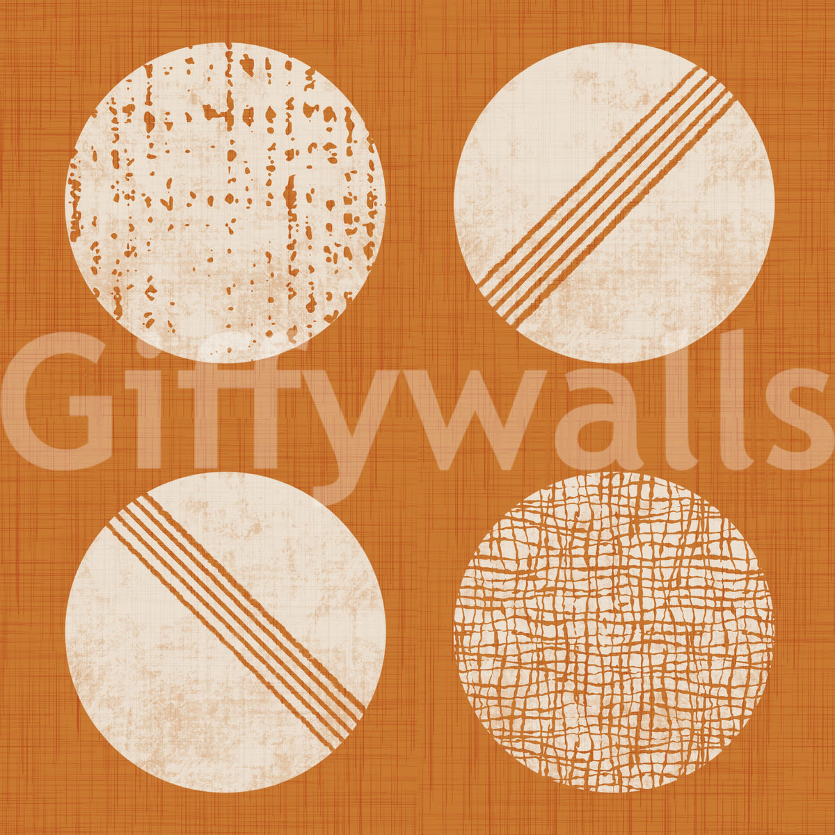 Burnt Orange Cream Circles Wallpaper Mid Century Wallpaper