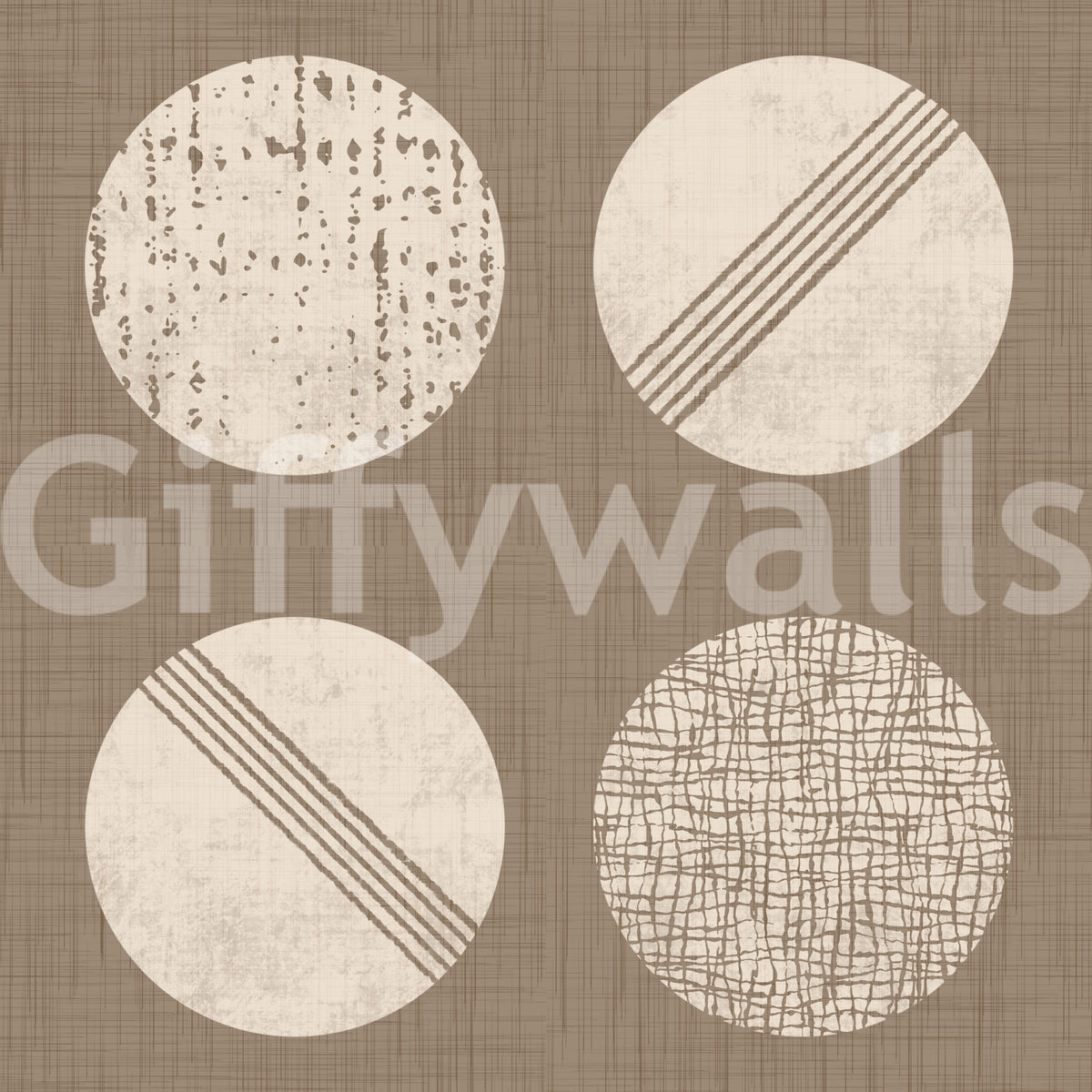 Warm Taupe Cream Circles Wallpaper Mid Century Wallpaper