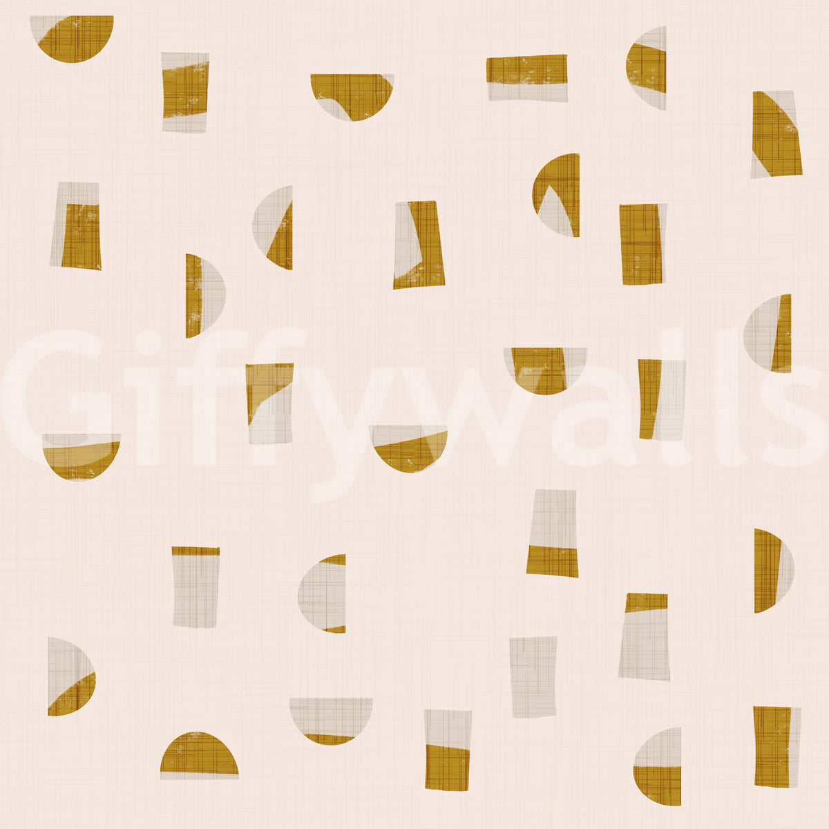 Cream Mustard Abstract Shapes Wallpaper Mid Century Wallpaper