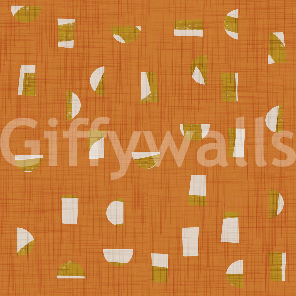 Burnt Orange Abstract Shapes Wallpaper Mid Century Wallpaper