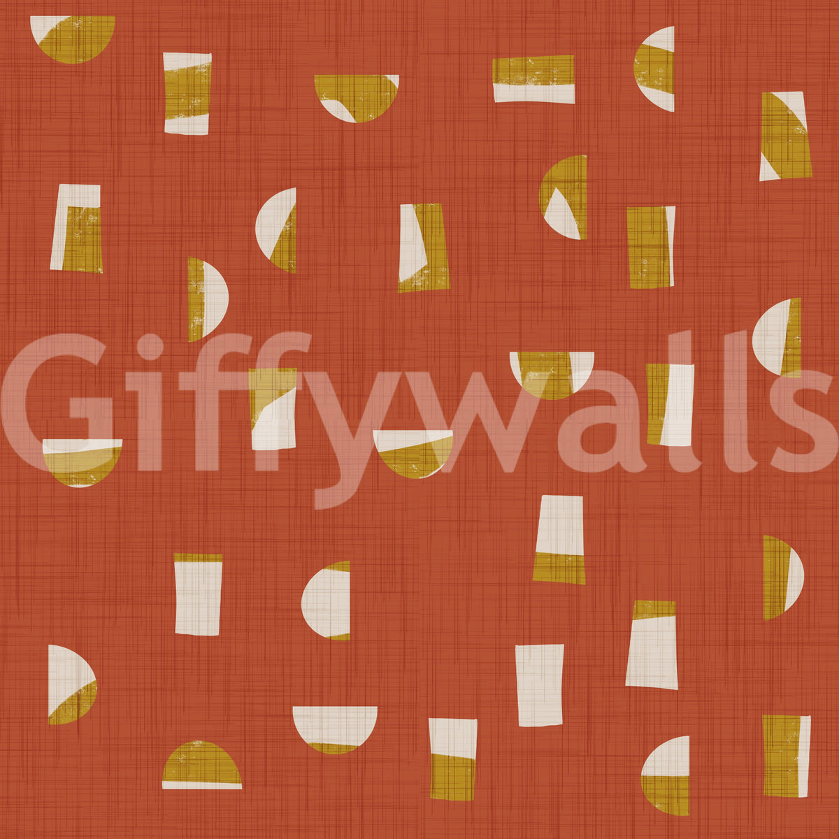 Rust Red Abstract Shapes Wallpaper Mid Century Wallpaper