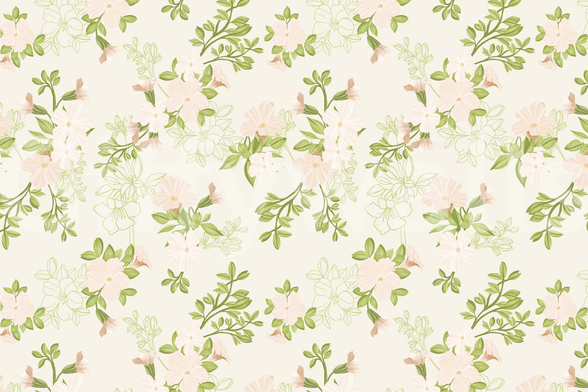Soft Blush Petal Meadow Wallpaper