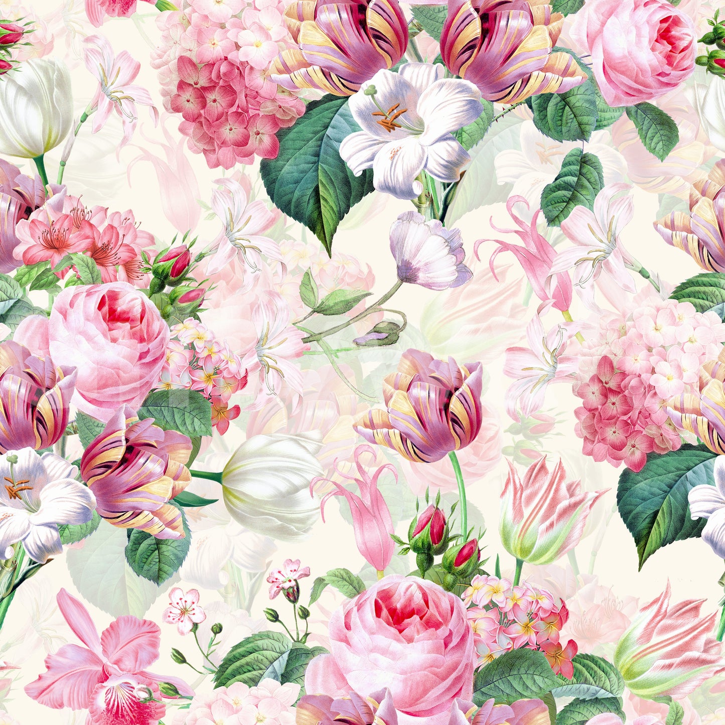 Whimsical Watercolor Roses Garden wallpaper with delicate floral designs.