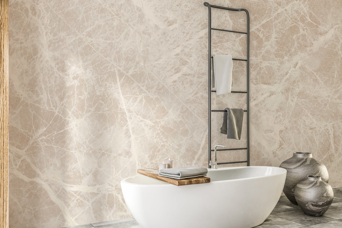 Refined white marble mural for wall decor