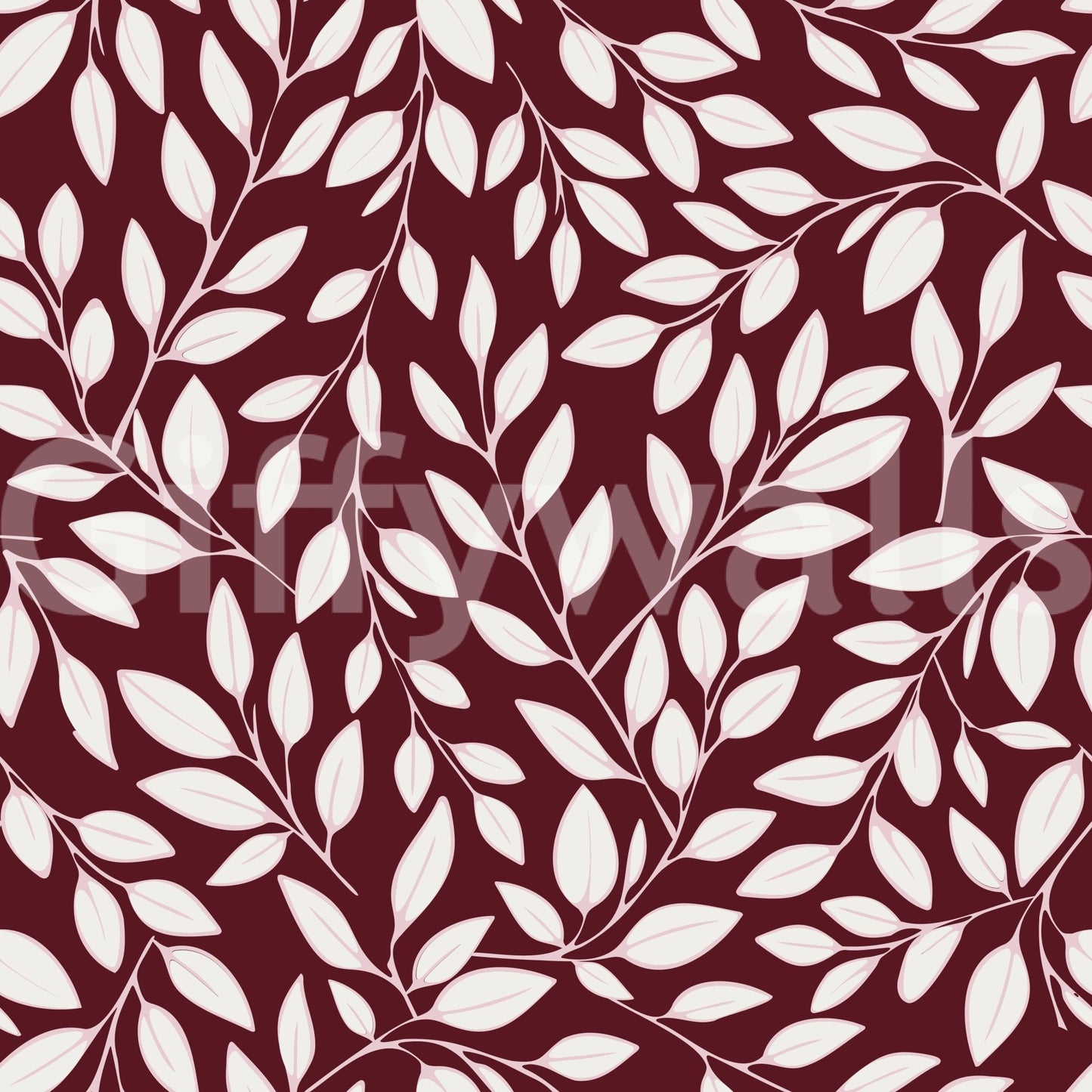 White Vines on Burgundy Wallpaper