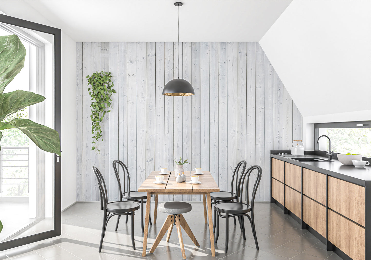 Wooden panel texture wallpaper decor