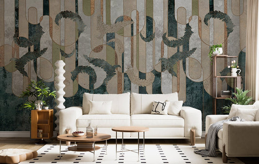 Creative Geometric Wallpaper: Elevate Your Living Room
