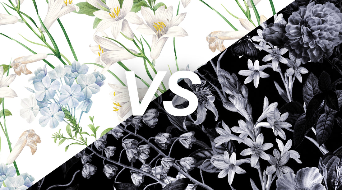 dark vs bright floral wallpaper