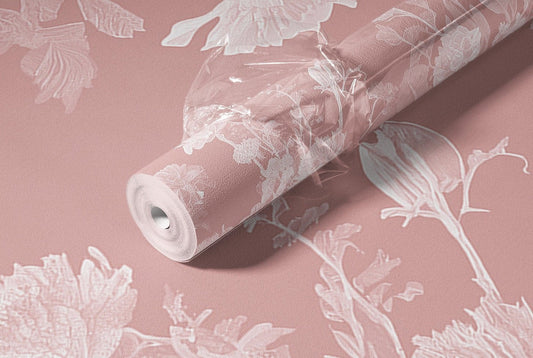 Peel and stick wallpaper on a feature wall in a styled living room, showing a custom-size self-adhesive design