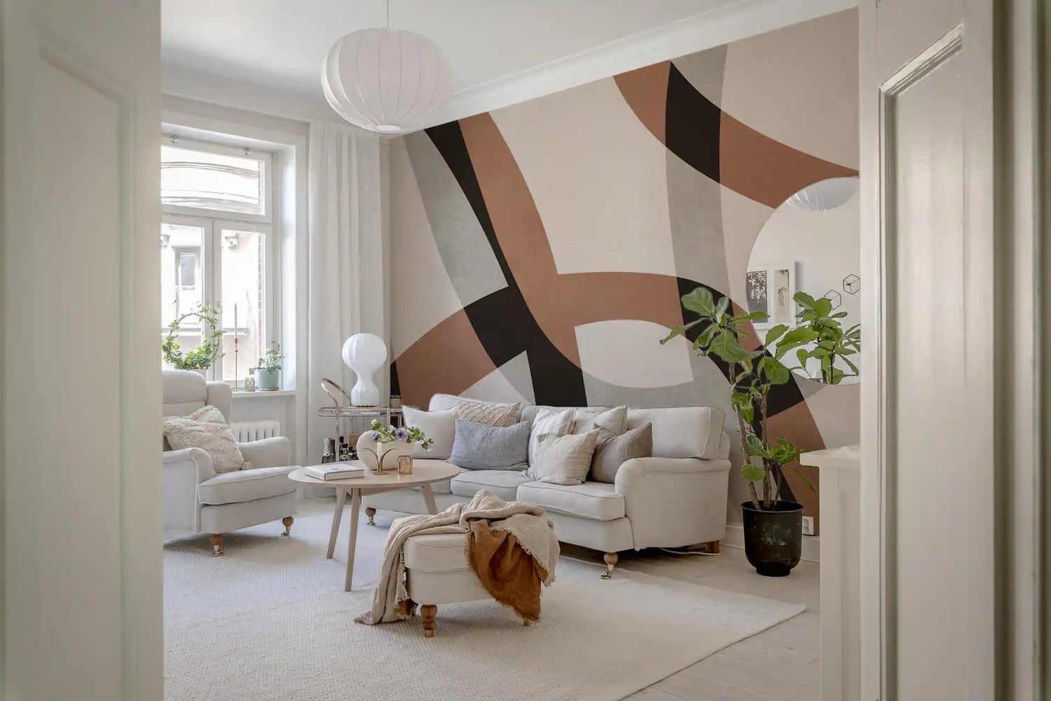 clay wallpaper with warm rust and desert tone murals for grounded rooms