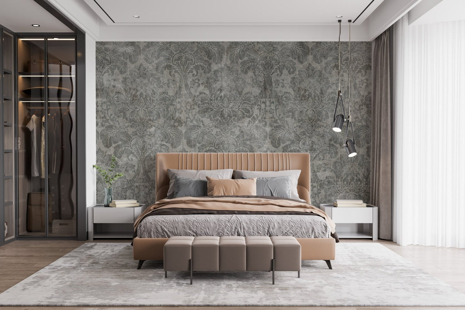 Classic wallpaper featuring damask, florals and ornate motifs