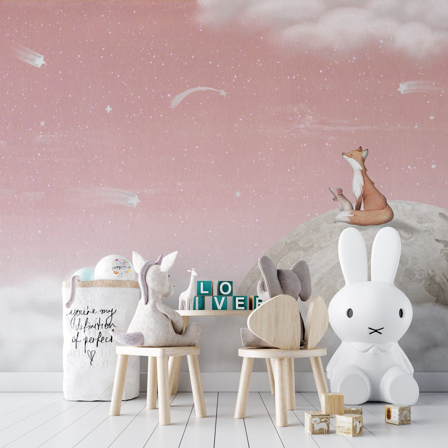 fox wallpaper with woodland fox murals for kids rooms