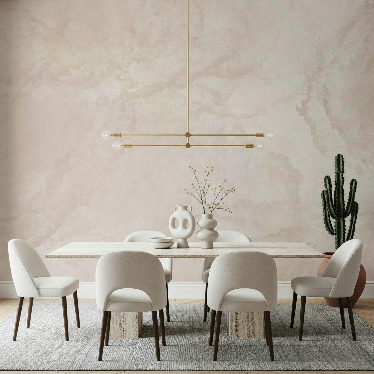 cream wallpaper with warm ivory textured mural designs