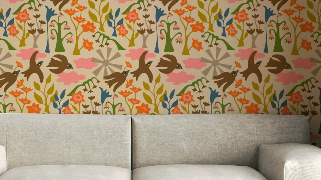garden birds wallpaper with songbirds perched on blossom branches