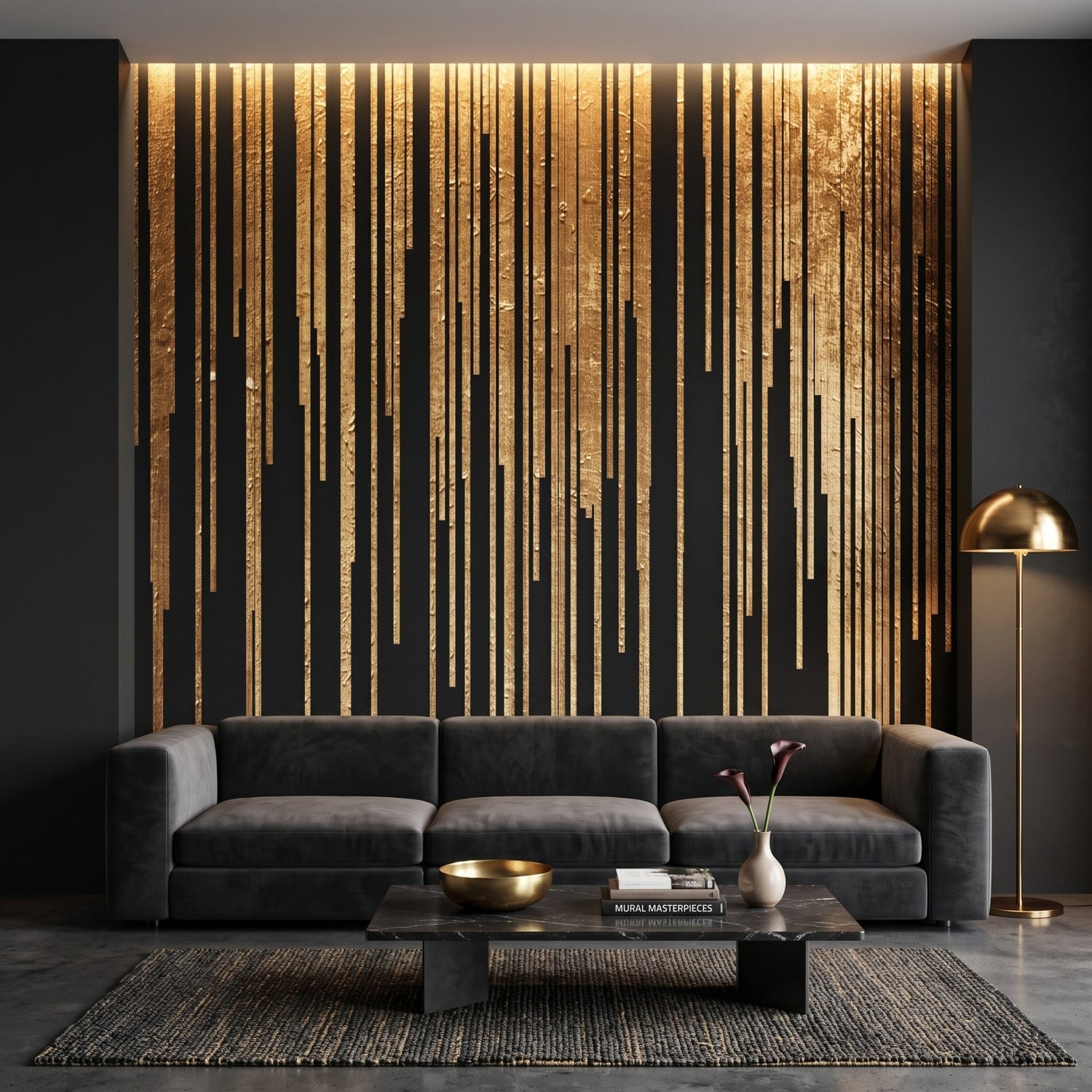 gold wallpaper and murals for walls