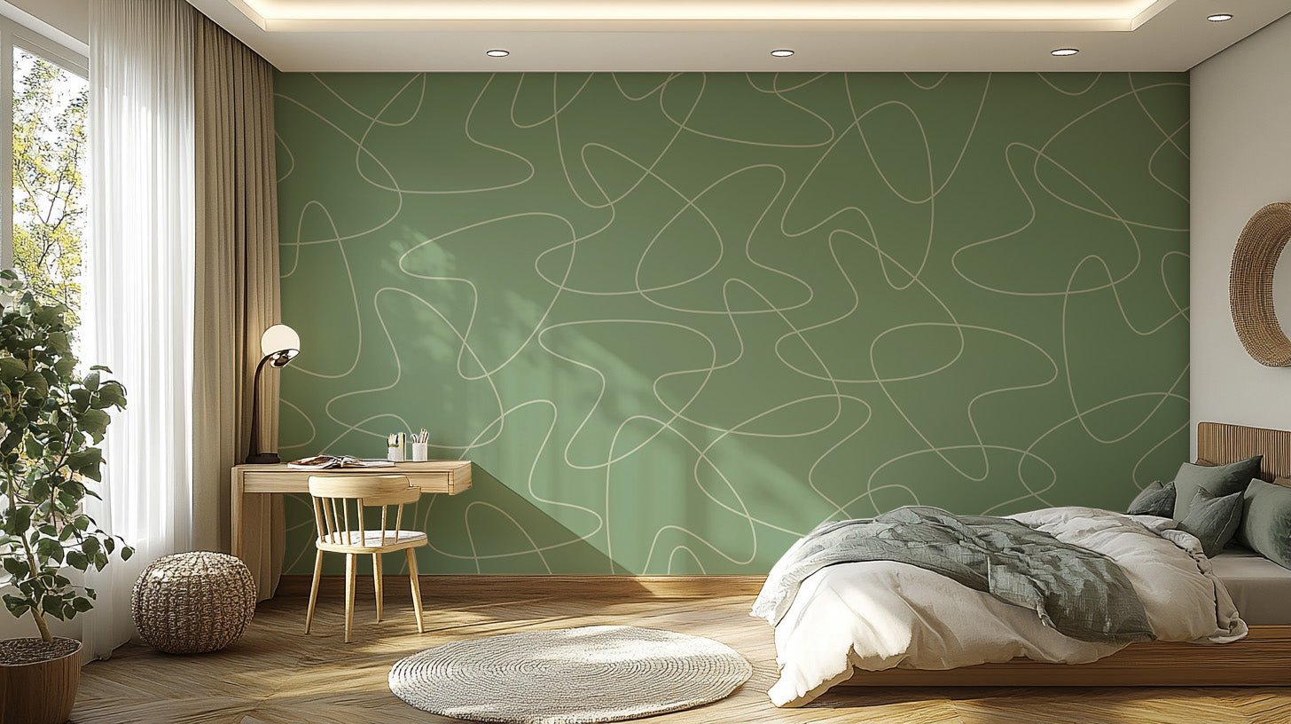 green wallpaper in leafy, pastel and botanical styles