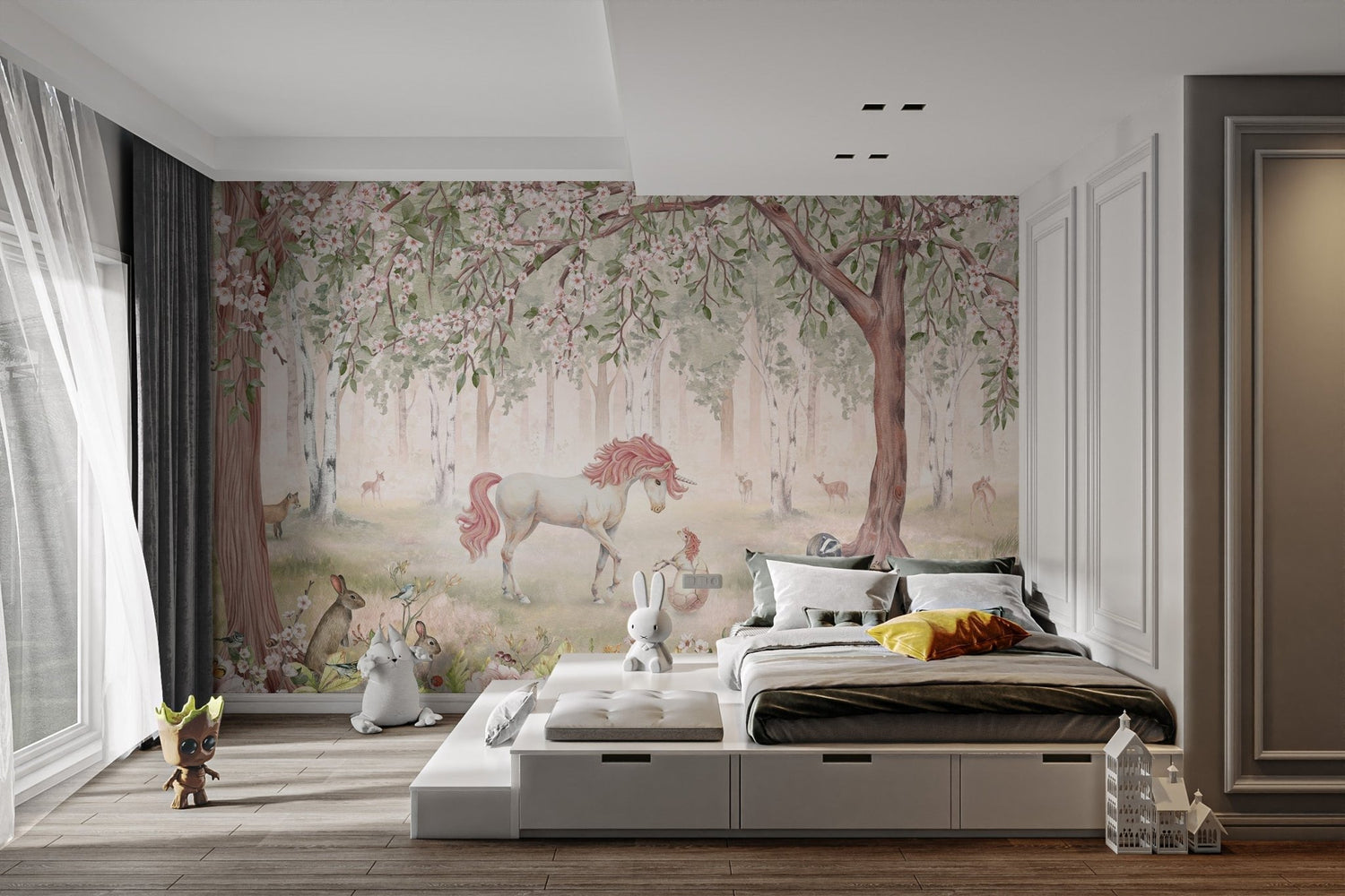 Non Toxic Kids wallpaper murals on a nursery feature wall