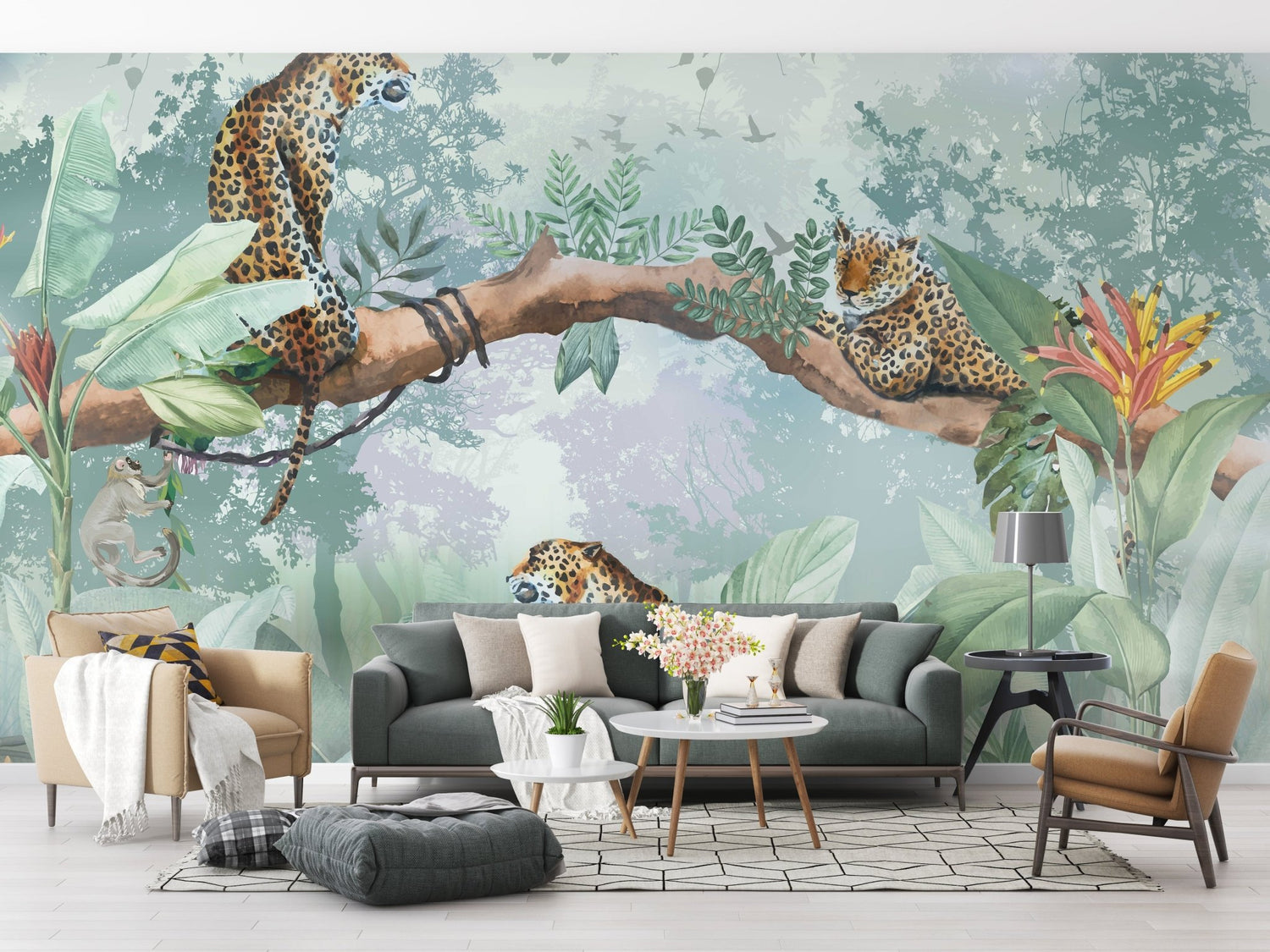 Leopard print wallpaper with a bold spotted animal pattern design
