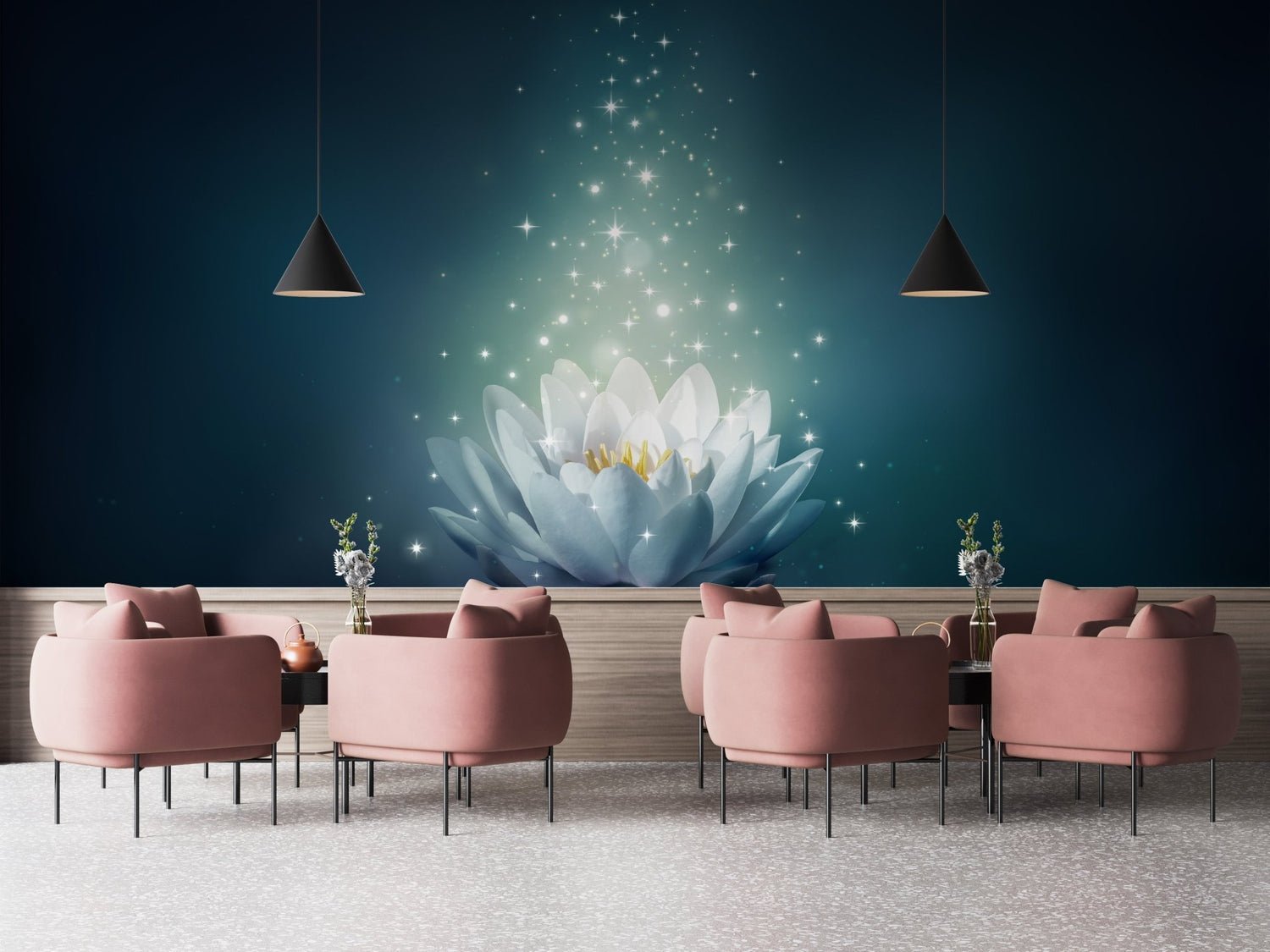 Painted lily wallpaper mural