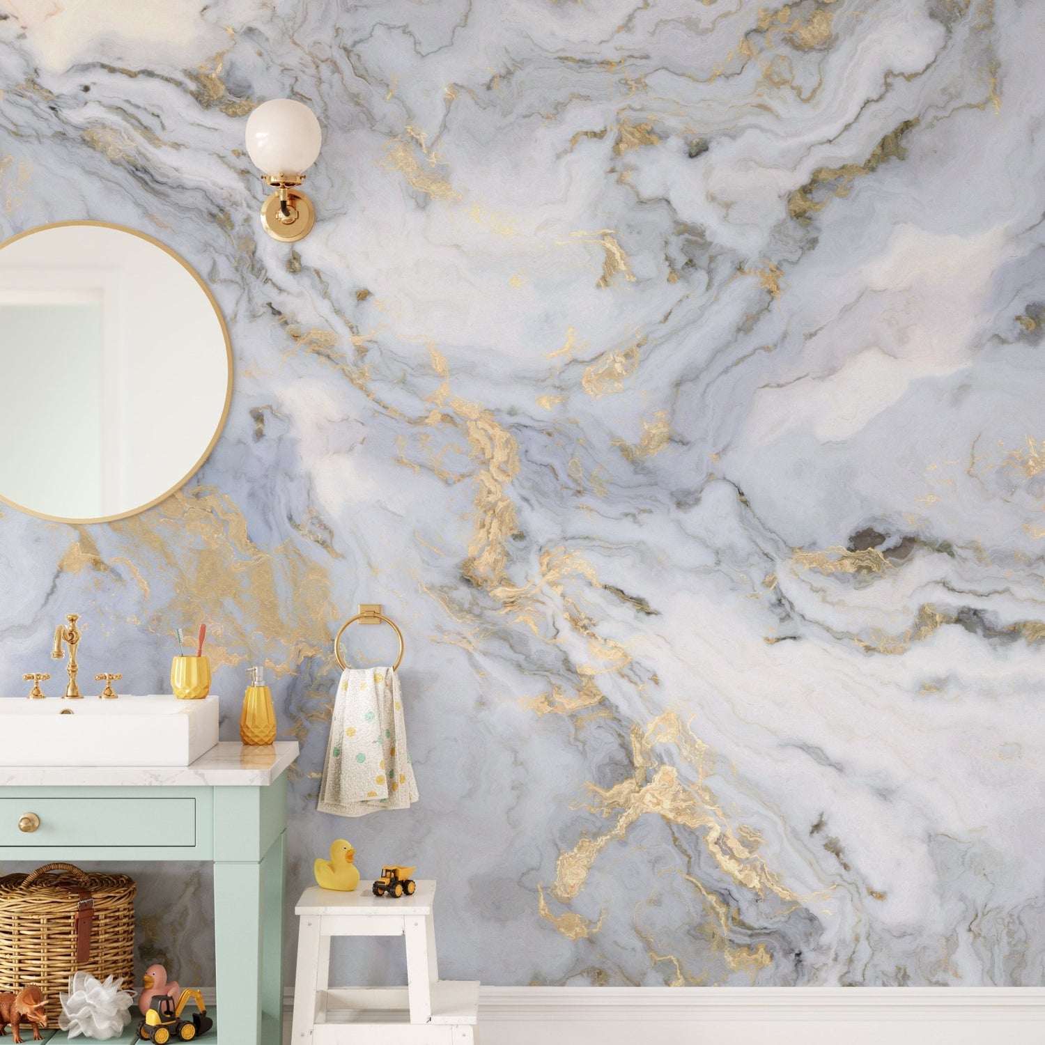 Stone Effect Marble Wallpaper Murals for Bathroom Walls
