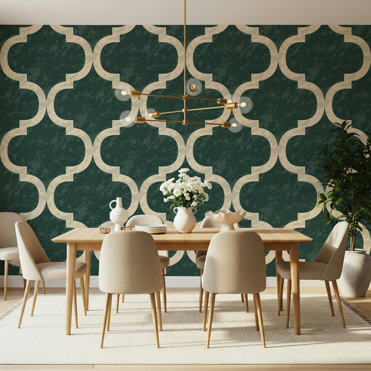 moroccan wallpaper with arabesque and tile pattern murals