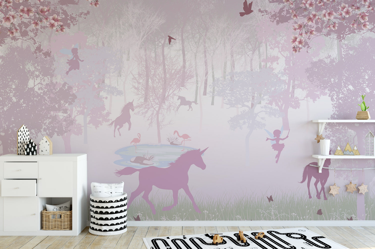 unicorn wallpaper with magical pastel murals for kids rooms