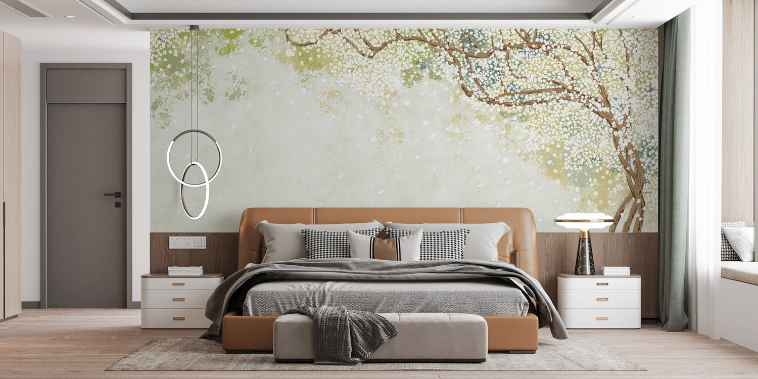 Stylish thematic wallpaper designer wall mural at full wall scale